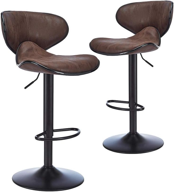Adjustable Swivel Barstool with Back, 2 pcs, Dark Grey F2903