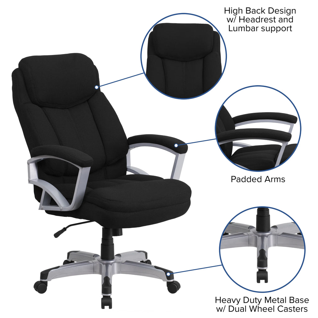 Black Fabric Executive Swivel Office Chair with Arms I839930