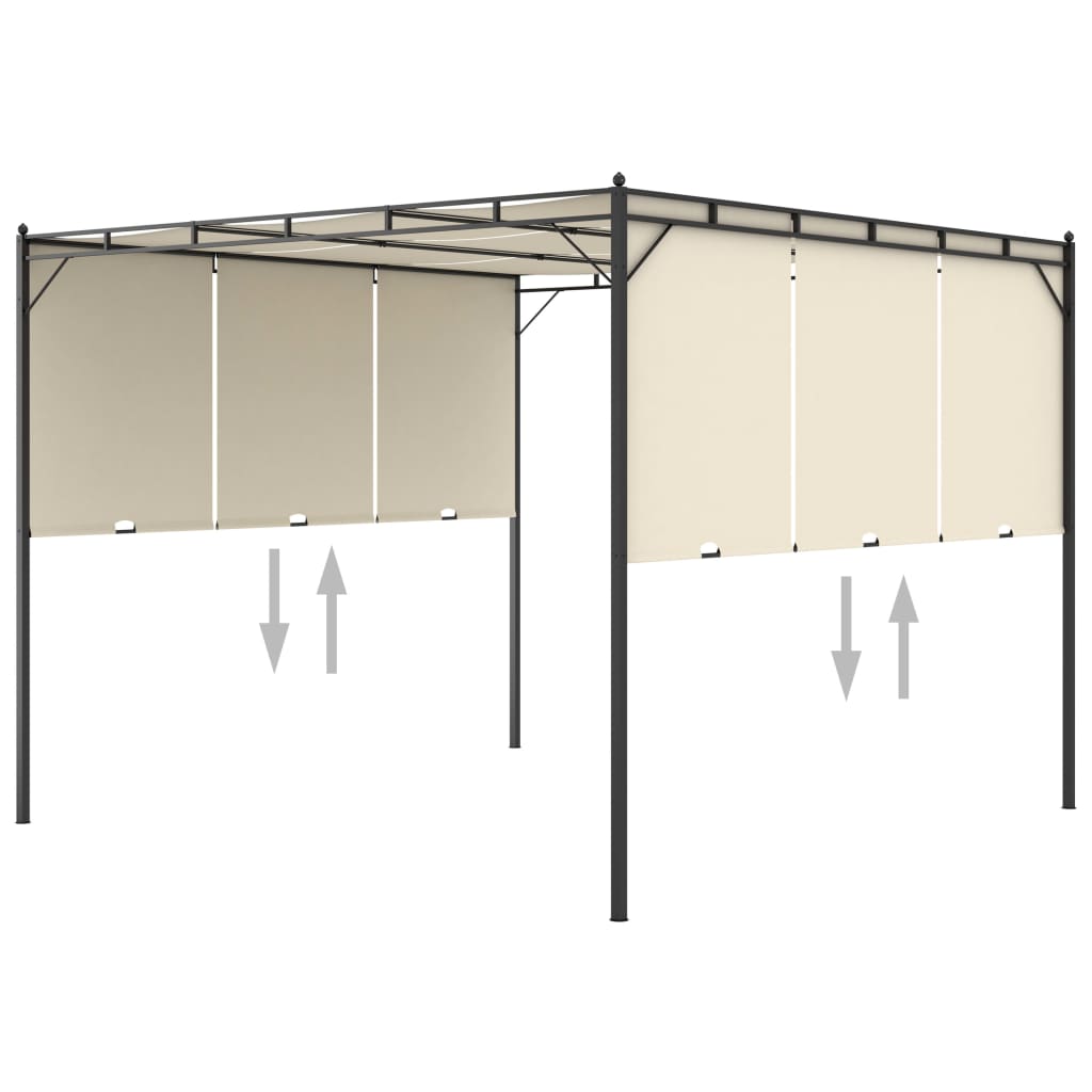 Cream Garden Gazebo with Side Curtain T2100