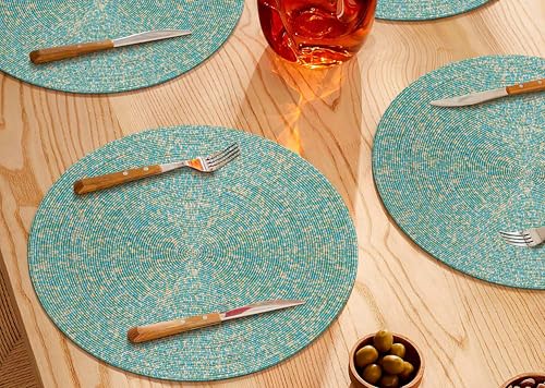Gold White 13" Round Set of 4 Beaded Placemat G793076