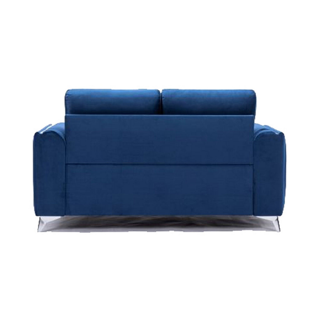 Blue Velvet Upholstery Solid Pine Wood Loveseat T305