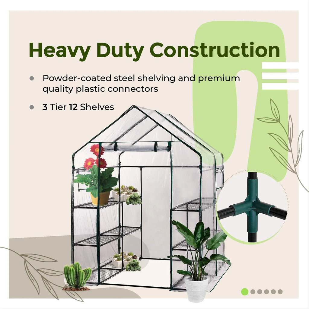 Walk-in Greenhouse with Plant Rack G1942
