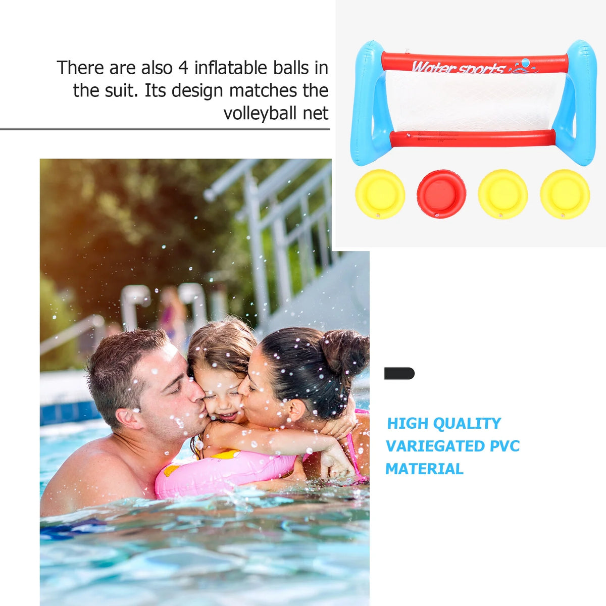 Inflatable Pool Float Set with Volleyball Net and Volleyballs F123