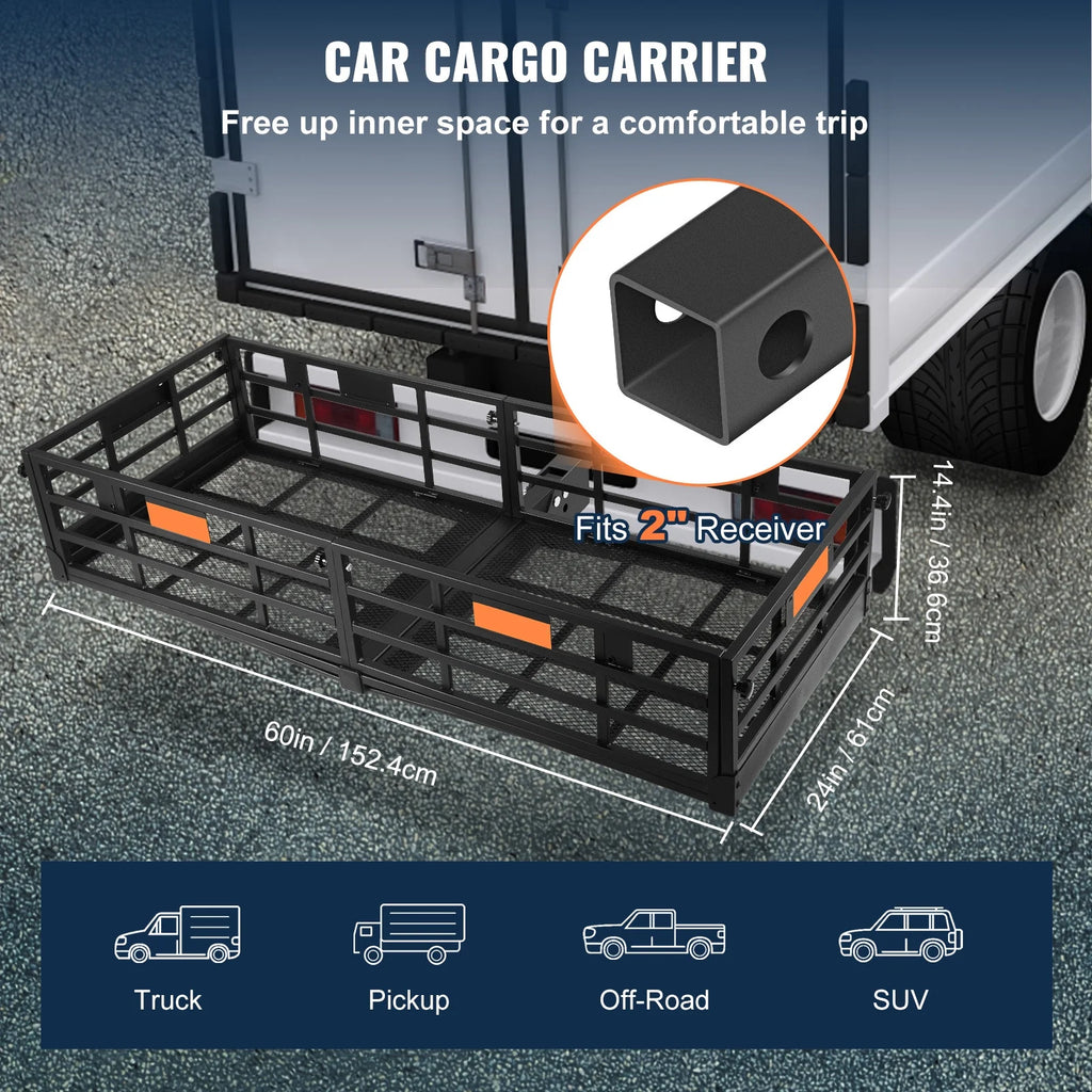 Folding Hitch Mount Cargo Carrier Rack 2" Receiver 500lbs Q3232