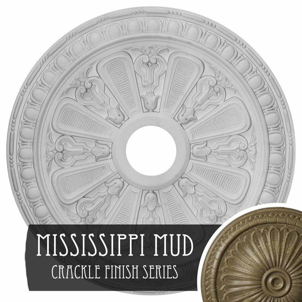 23 1/2x22OD x 3 7/8x22ID x 1x22P Ceiling Medallion, Hand-Painted Mississippi Mud Crackle E505725