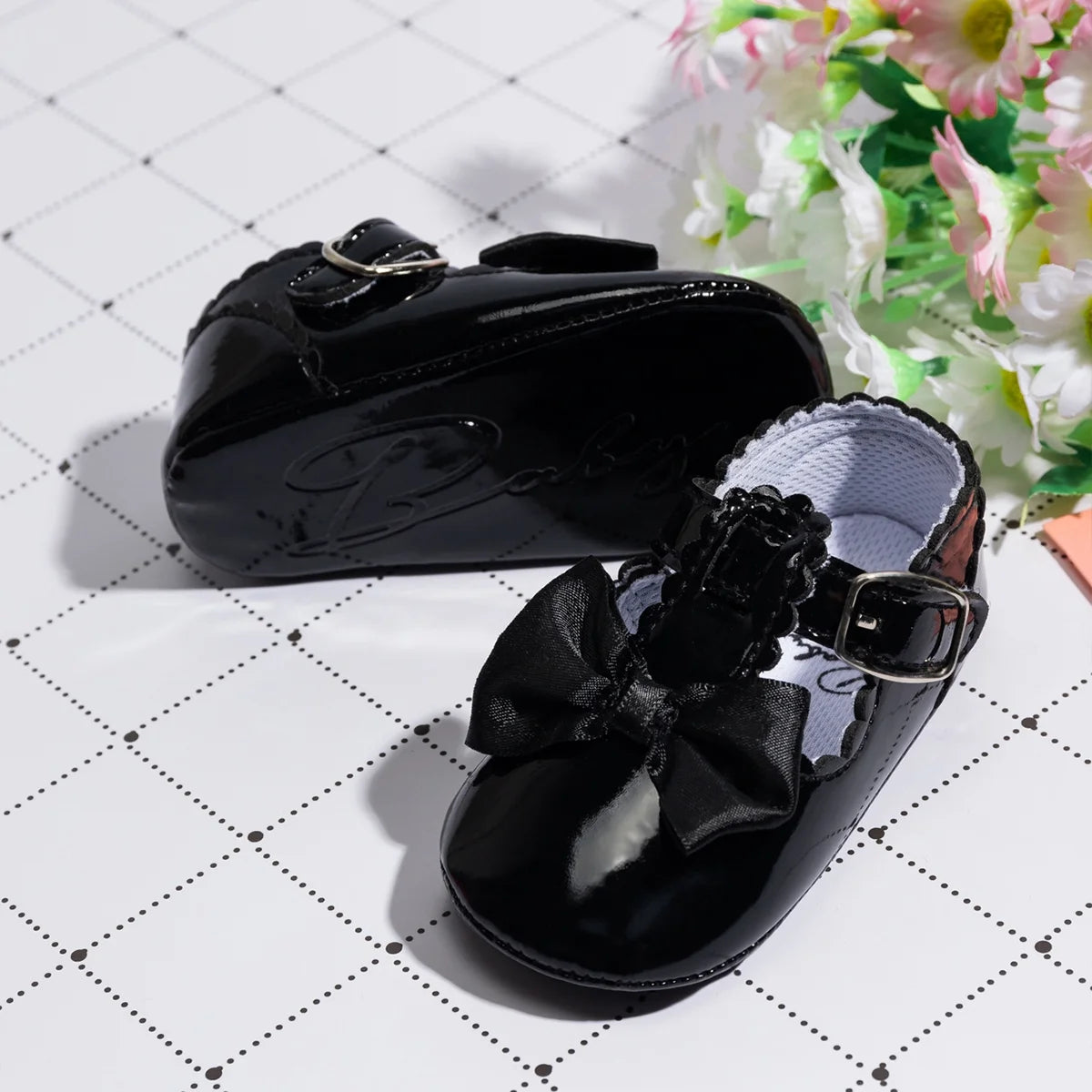 Baby Girls Mary Jane Bowknot Soft Sole PU Leather Princess Flats V6978