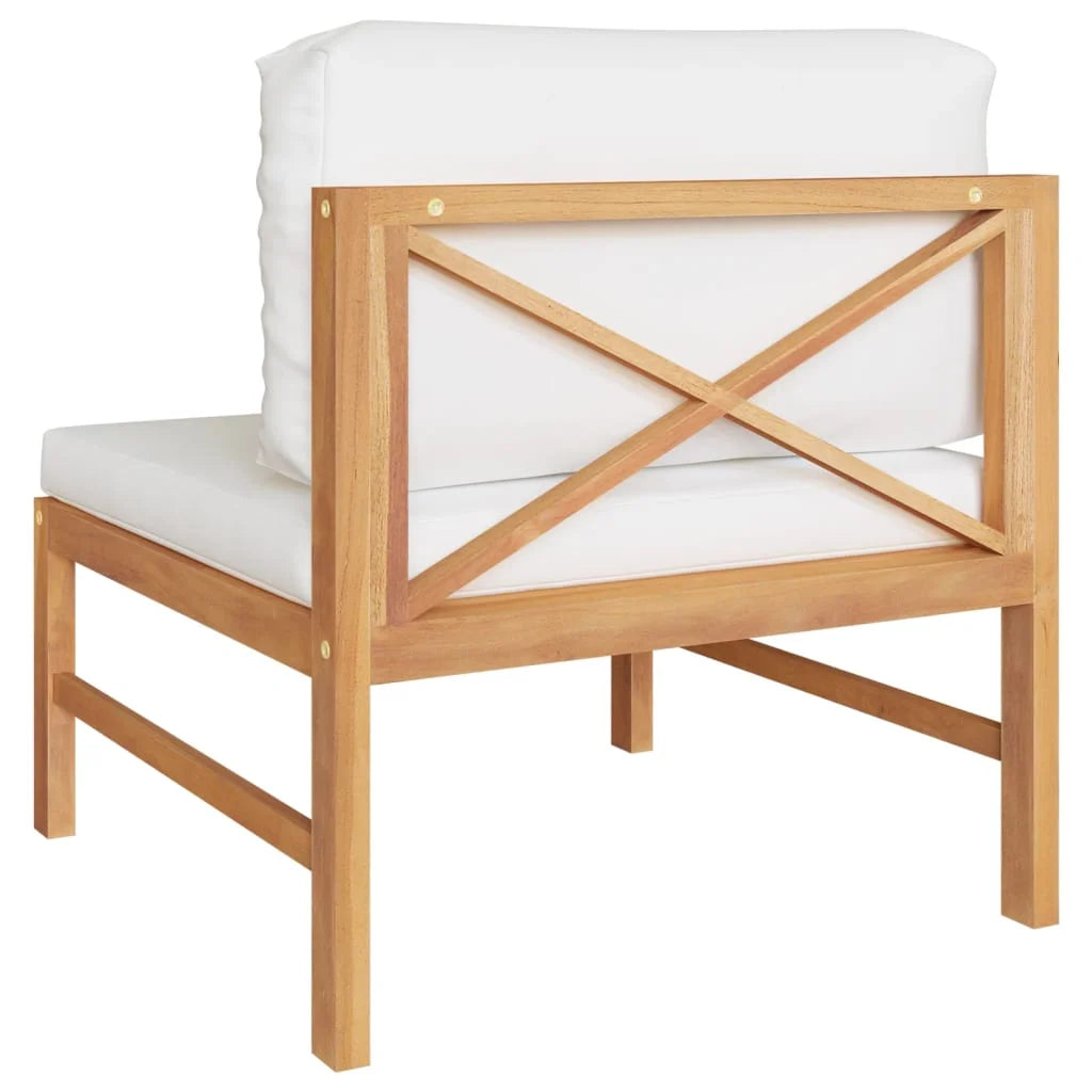 Cream Cushions Solid Teak Wood Sofa F3718