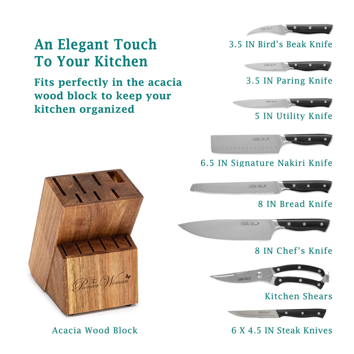 14-Piece Stainless Steel Knife Block Set, Black Q220752