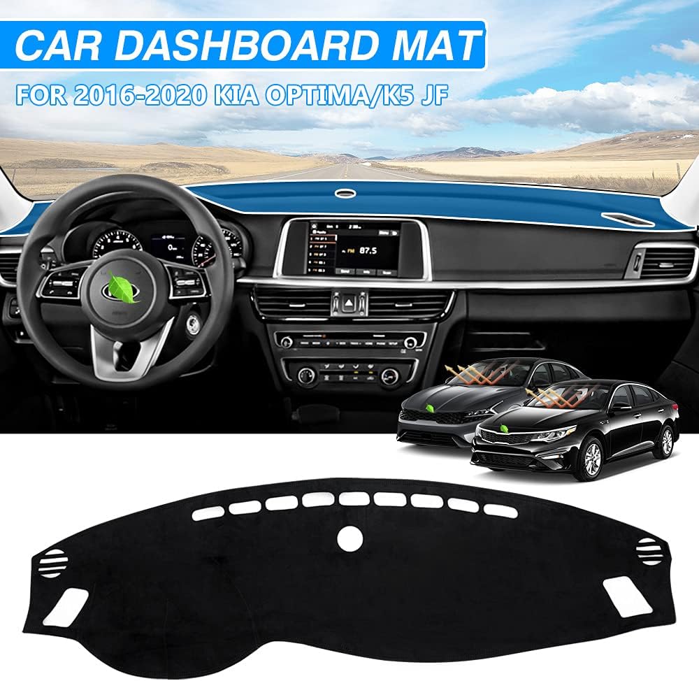 Suede Dash Cover for Kia Optima Dashboard Mat Non-Slip Carpet Odorless Sunshade Protector Pack of 2 V329873