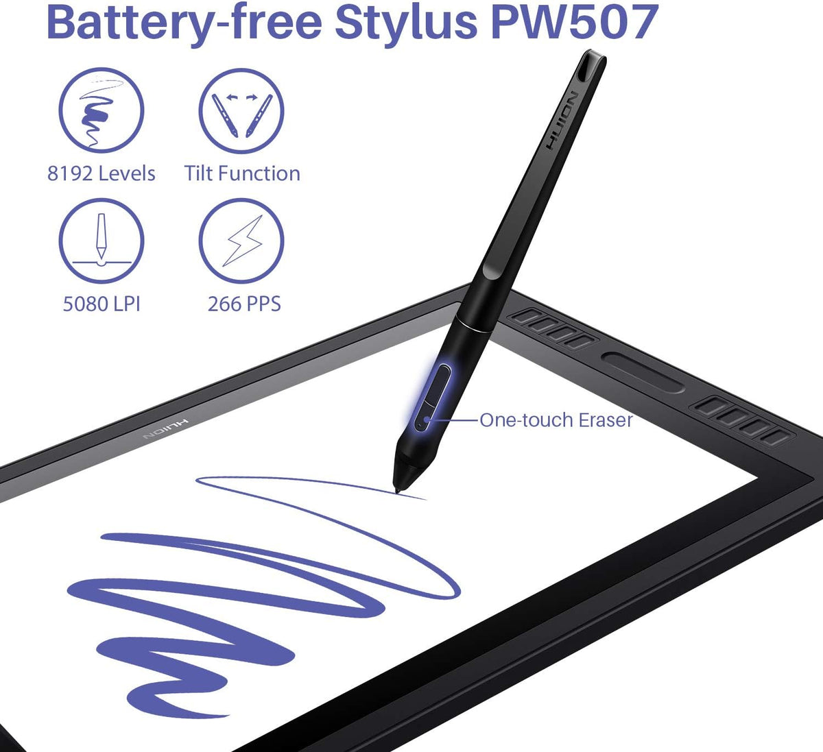 Graphics Drawing Monitor with Full Laminated Screen 19.5inch Pen Display with Battery-Free Stylus Tilt 16 Express Keys 2 Touch Bars Stand Included E101100