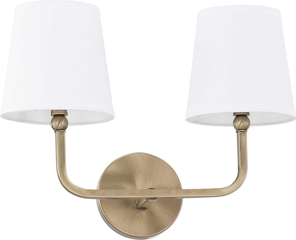 White Fabric Bath Vanity Wall Mount, 3-Light, Polished Nickel X791