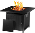28 Inch Black Square Propane Fire Pit Table I452