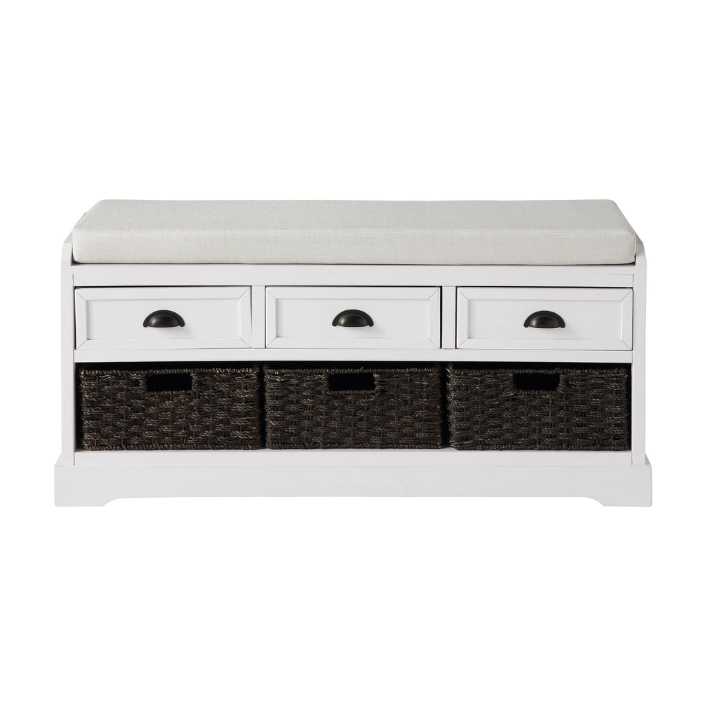 Black Storage Bench with 3 Drawers and 3 Baskets A22504