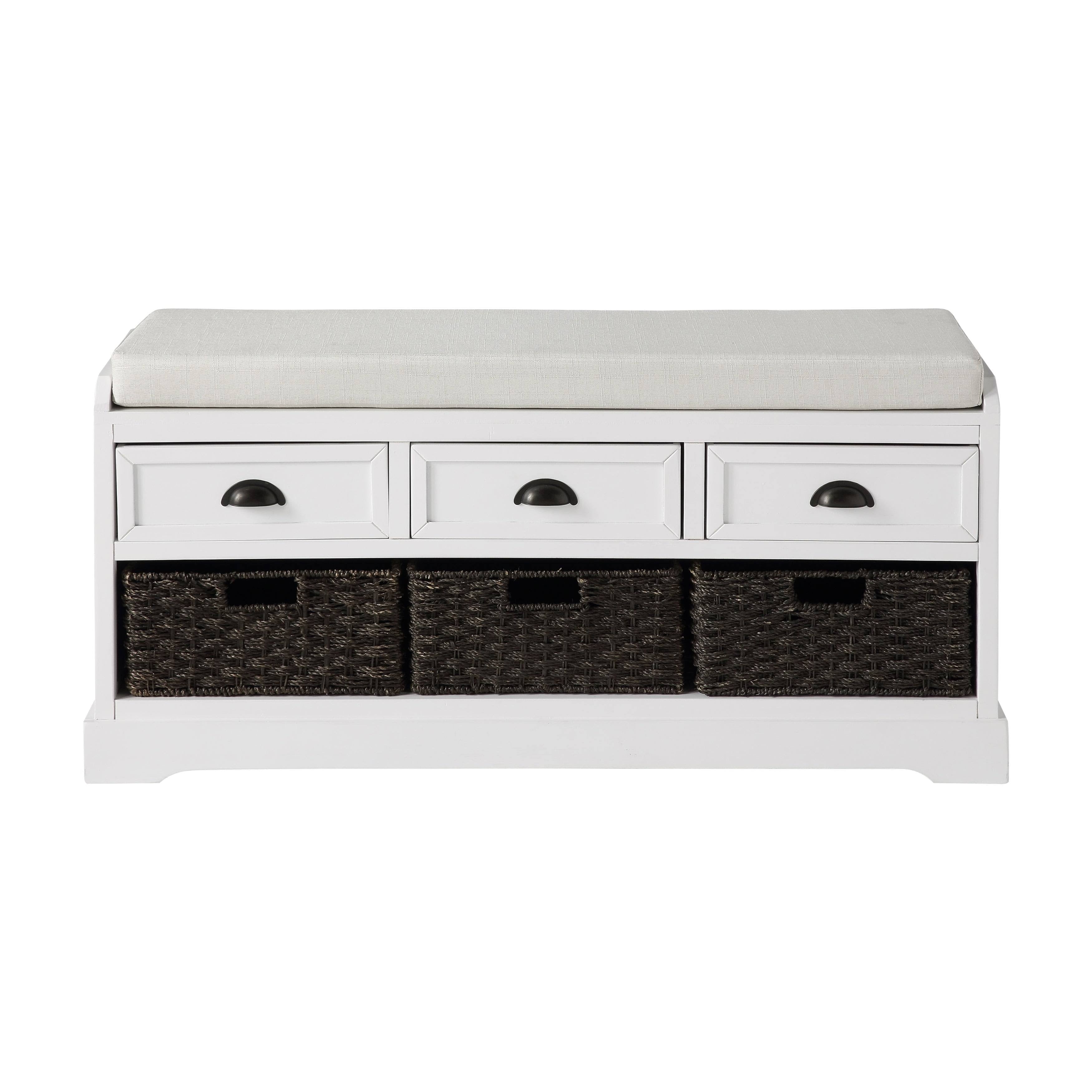 Black Storage Bench with 3 Drawers and 3 Baskets A22504