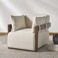 Ivory/Dark Brown Chenille Armchair D75434