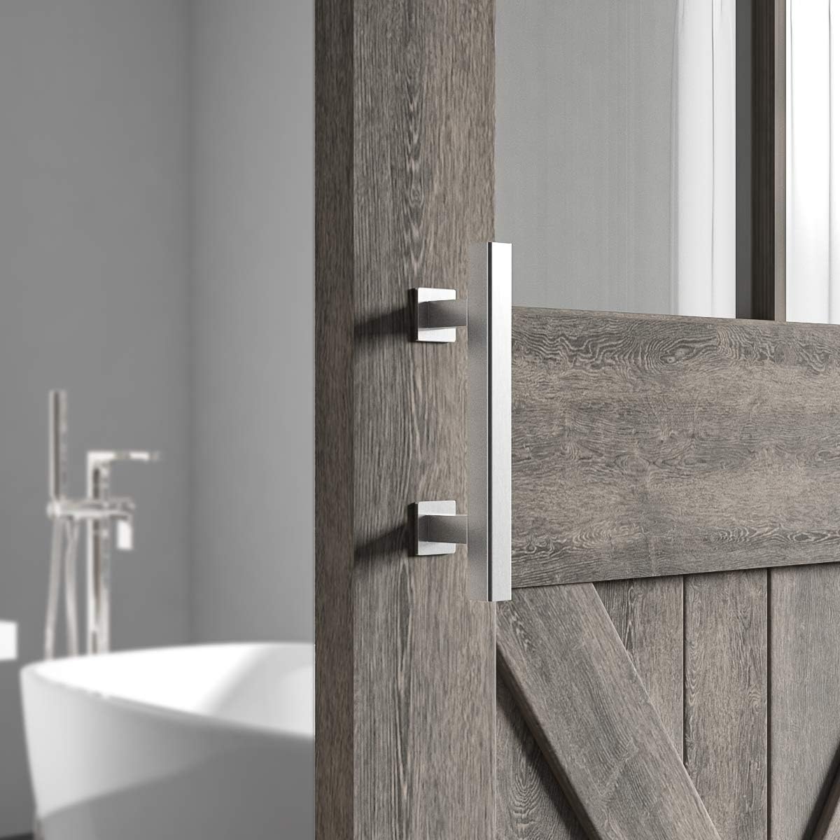 Heavy Duty Sliding Barn Door Handle, Stainless Steel, Square, Pack of 2 H25813