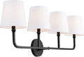 White Fabric Bath Vanity Wall Mount, 3-Light, Polished Nickel X791