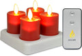 Red Pack of 4 Rechargeable LED Tealight Candles with Remote Control M169
