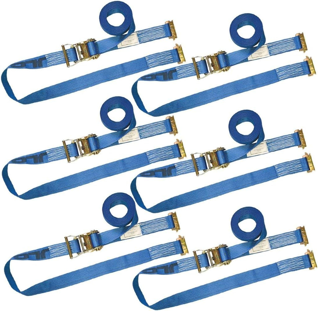 Ratchet Strap for E Track, 20 Foot, 6 Pack, Blue, 1,333 Pound Safe Working Load X972577