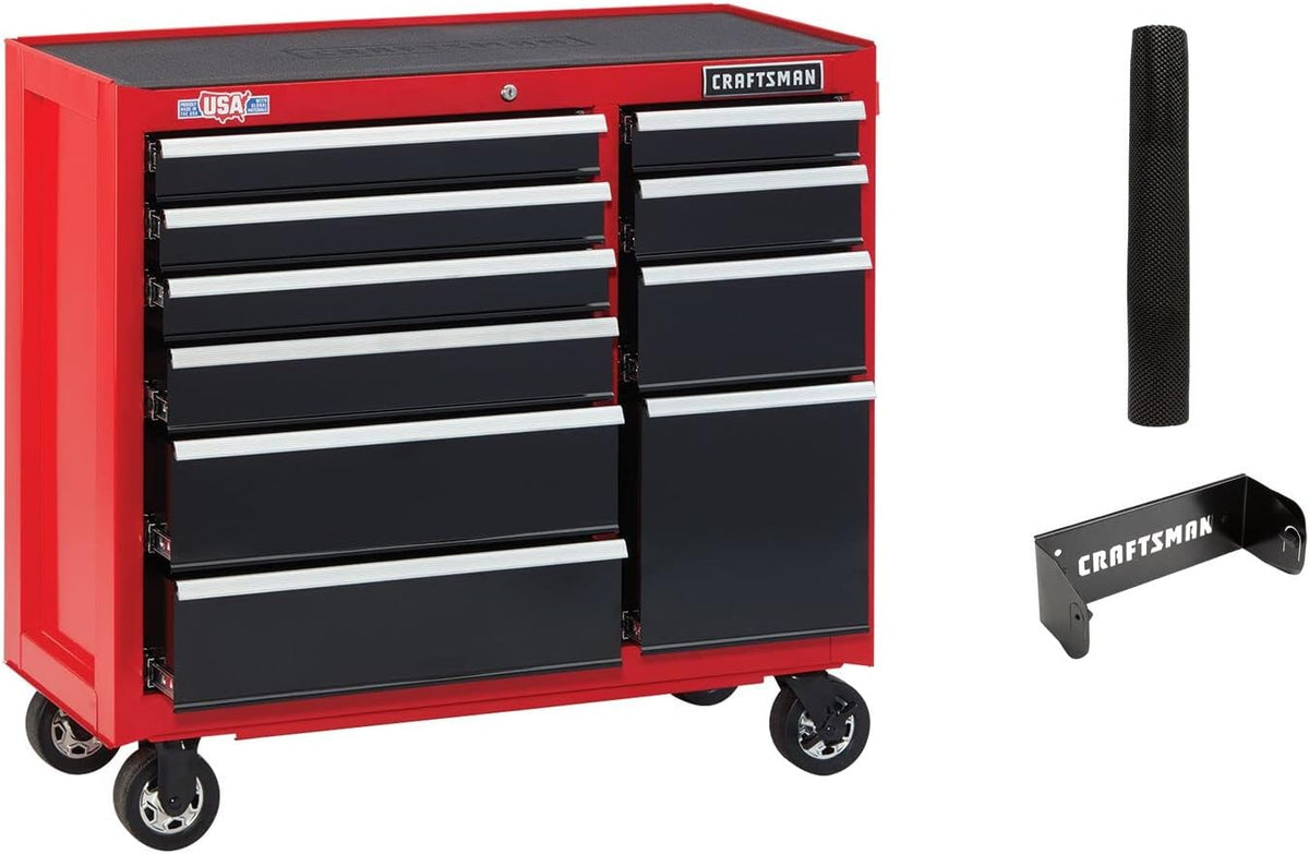 Red 41-Inch Rolling 10 Drawer Tool Cabinet I929716