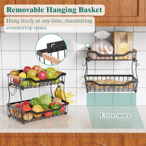 3 Tier Black Metal Wire Fruit Basket H4931