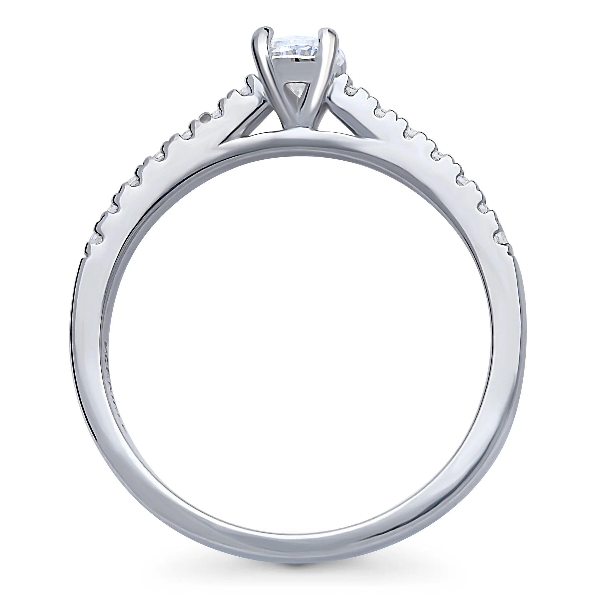 Sterling Silver Oval Cut Cubic Zirconia Promise Ring, Rhodium Plated Size 9 W91394