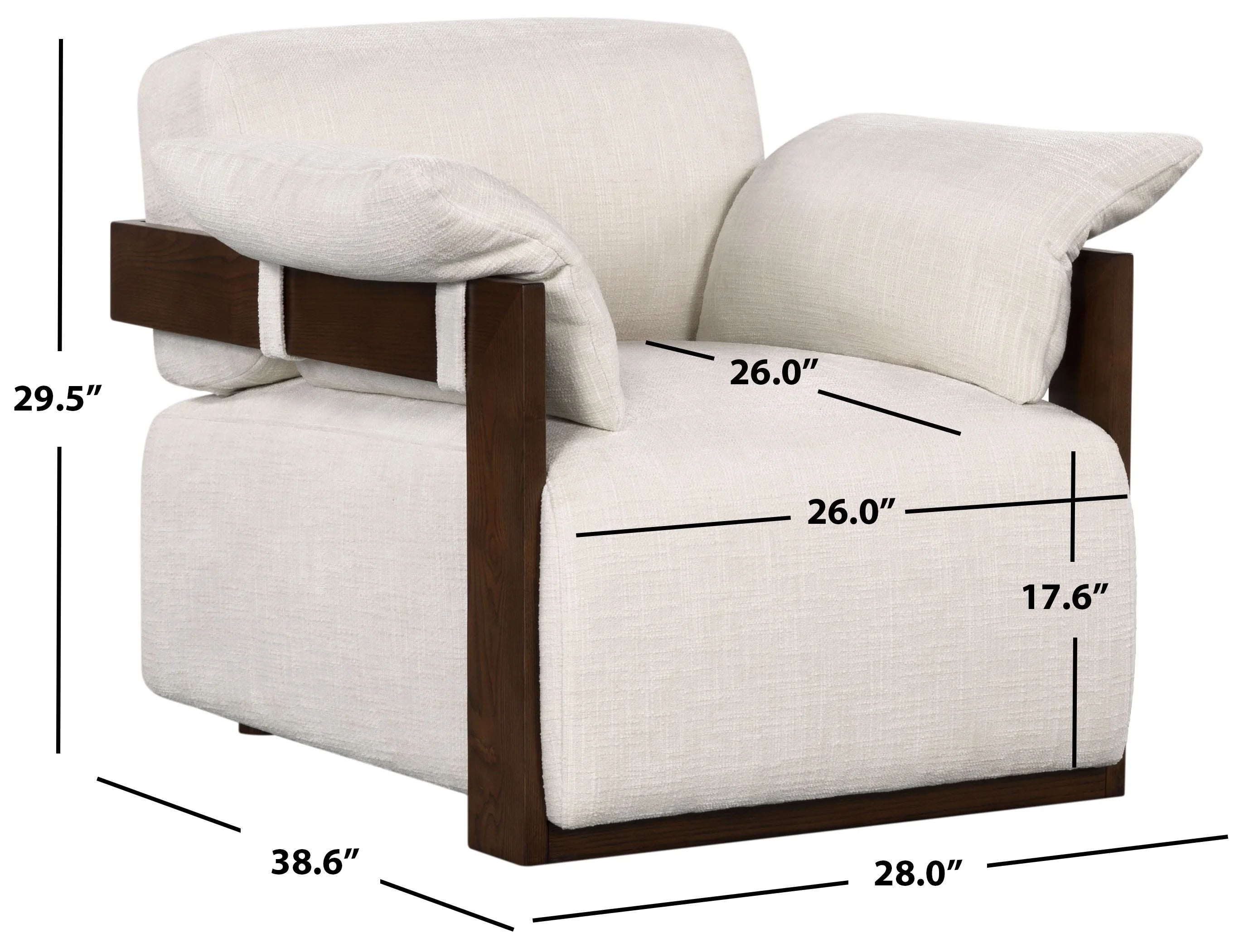 Ivory/Dark Brown Chenille Armchair D75434