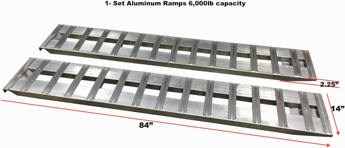 Aluminum Trailer Ramps 1 Pair 6000lb Capacity 14 Wide x 84 Long E3810