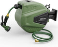 Retractable Garden Hose Reel 65 ft, Wall Mount, Automatic Rewind, 180° Swivel Bracket, 9 Pattern Hose Nozzle P696