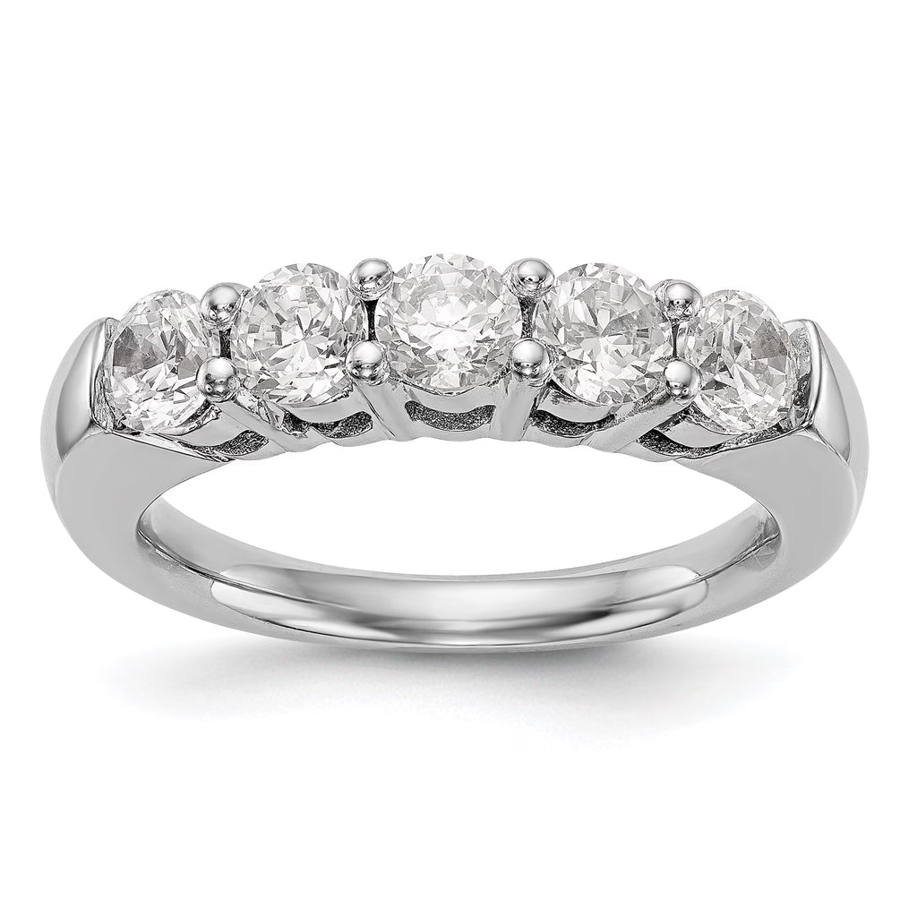 14K White Gold 5-Stone Wedding Band Ring R13323