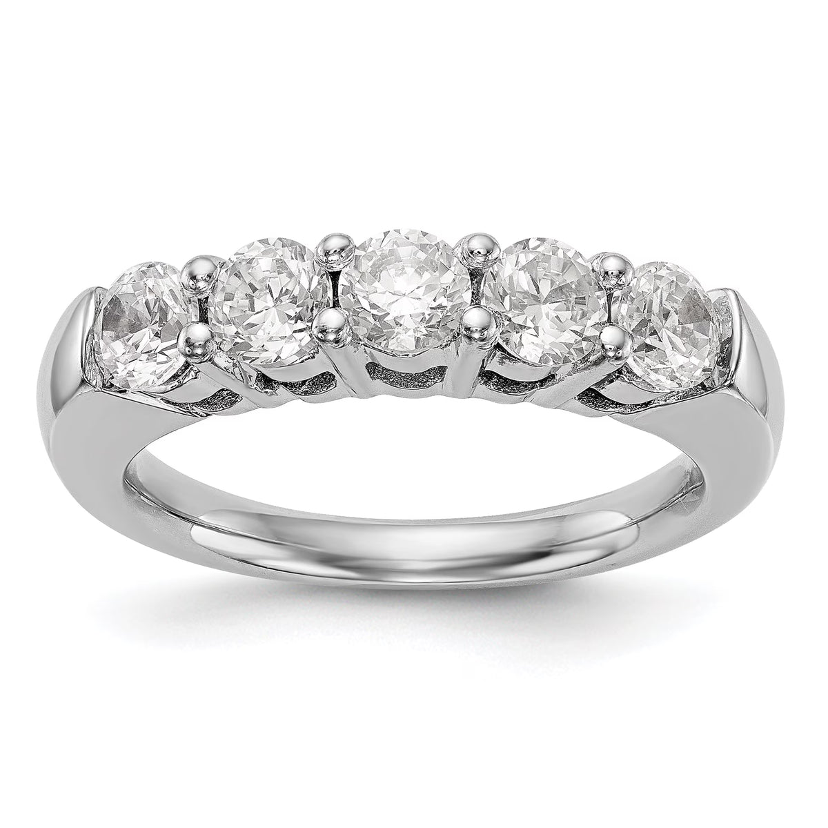 14K White Gold 5-Stone Wedding Band Ring R13323