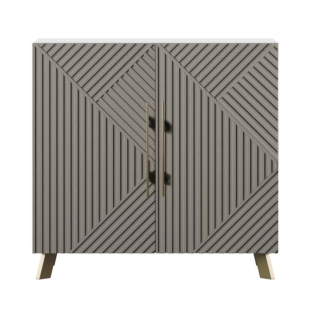 White and Concrete Accent Cabinet E650