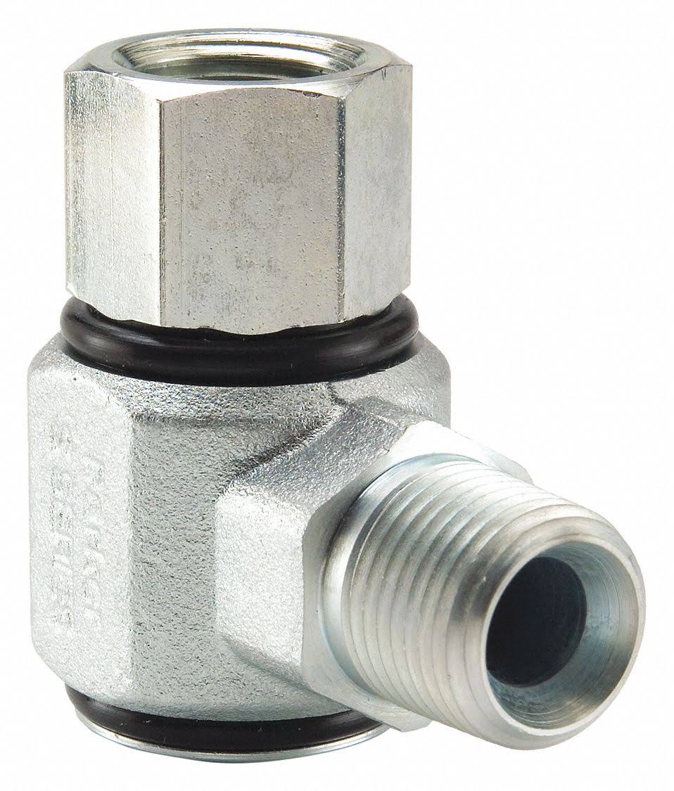 Hydraulic Swivel Fitting, 1/2-14, Female NPTF, Male NPTF, Carbon Steel U5493