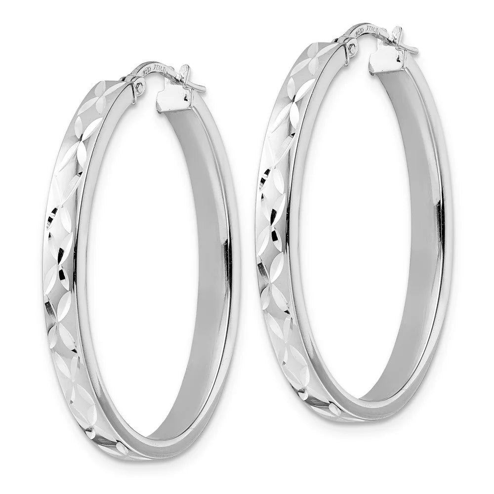 925 Sterling Silver Oval Hoop Earrings F633519