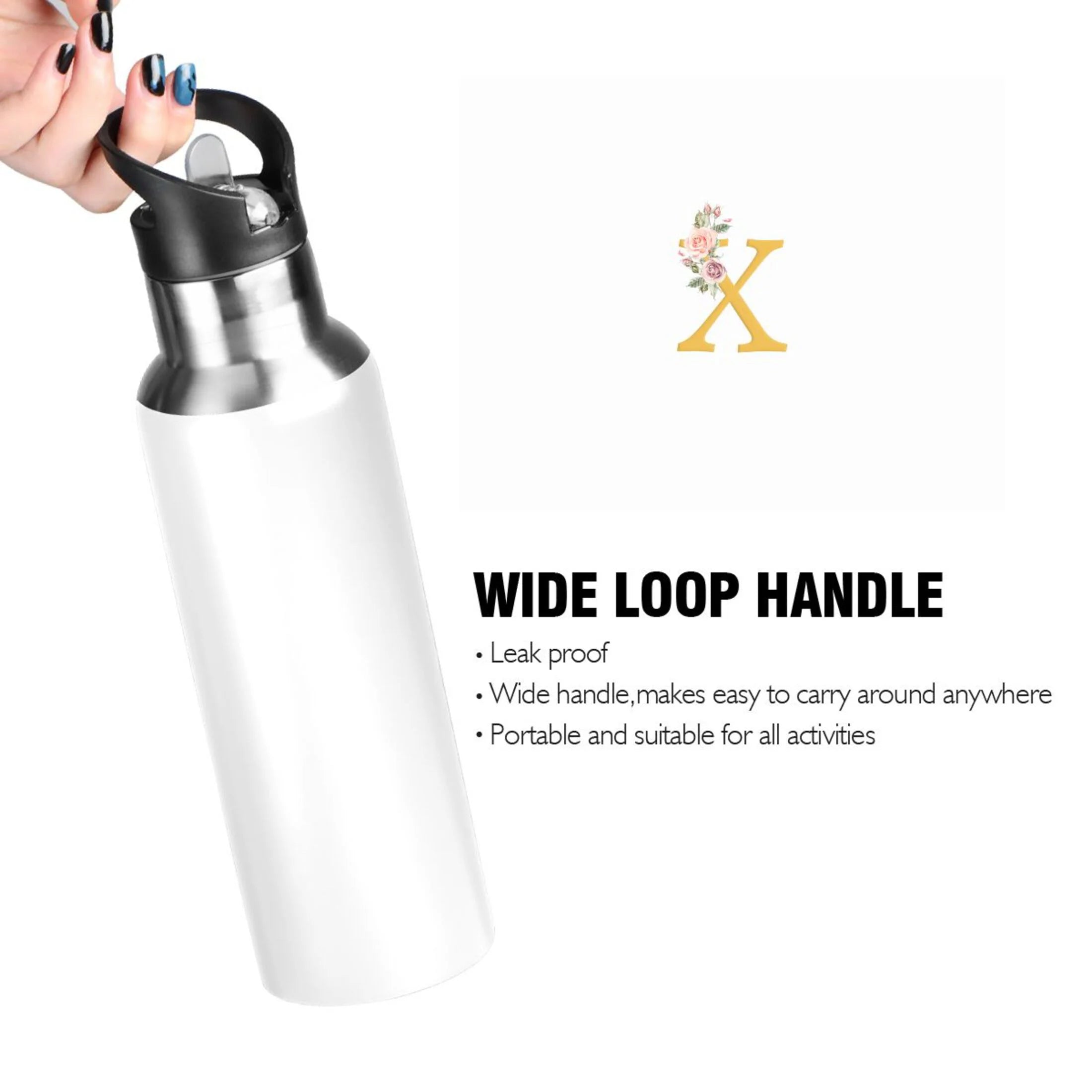 Stainless Steel Insulated Water Bottle with Straw Lid O601188