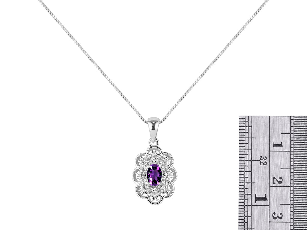 Gold 14K Flower Necklace Gemstone & Genuine Diamonds Pendant 18" Chain I38296