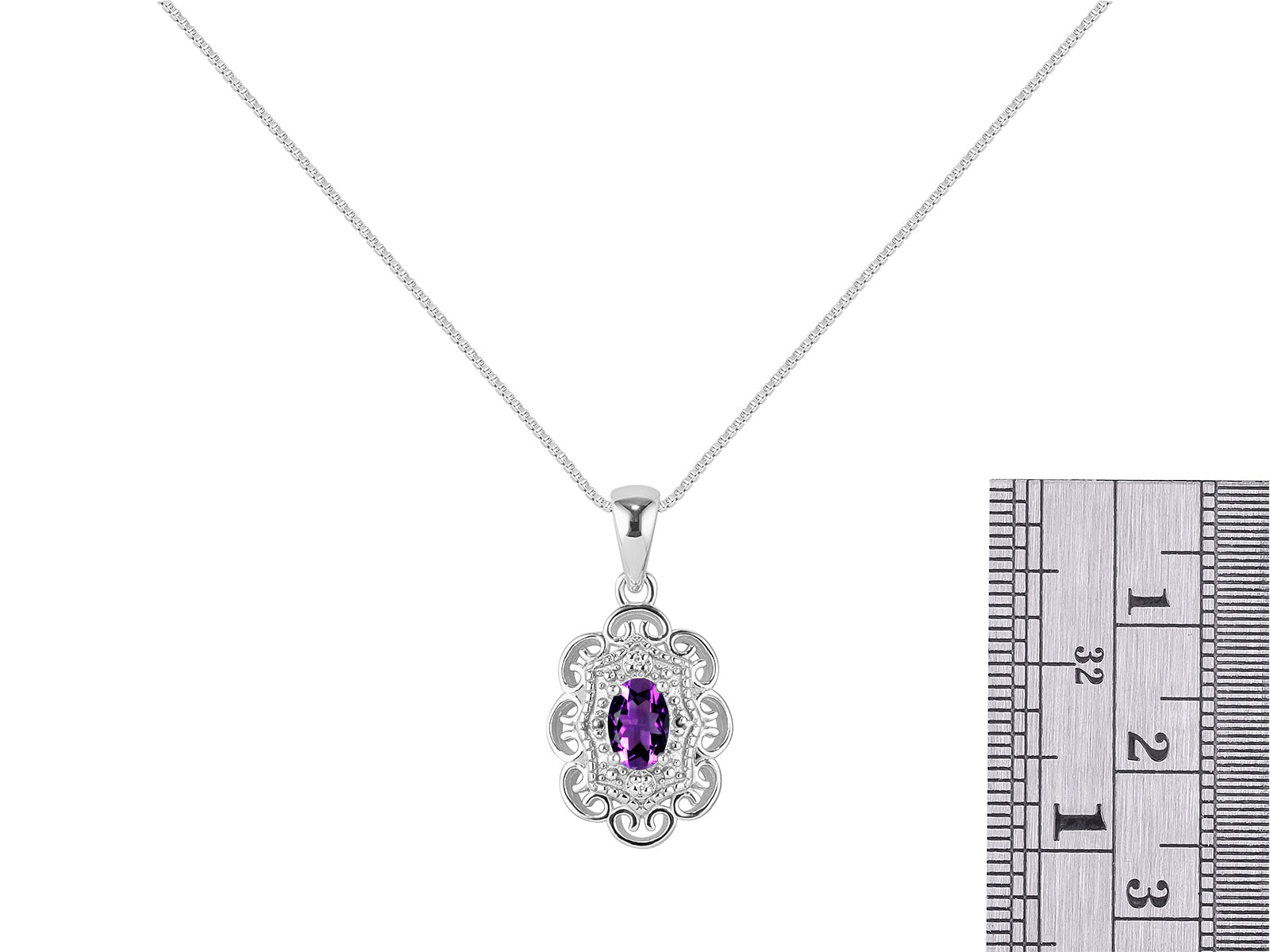 Gold 14K Flower Necklace Gemstone & Genuine Diamonds Pendant 18" Chain I38296