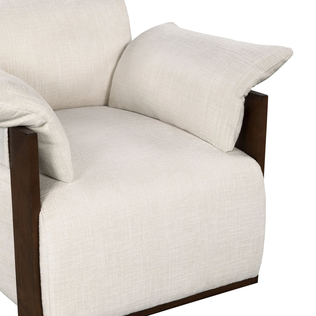 Ivory/Dark Brown Chenille Armchair D75434