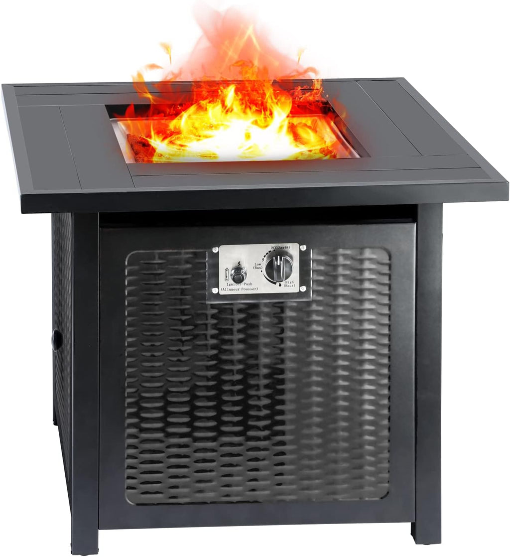 28 Inch Black Square Propane Fire Pit Table I452