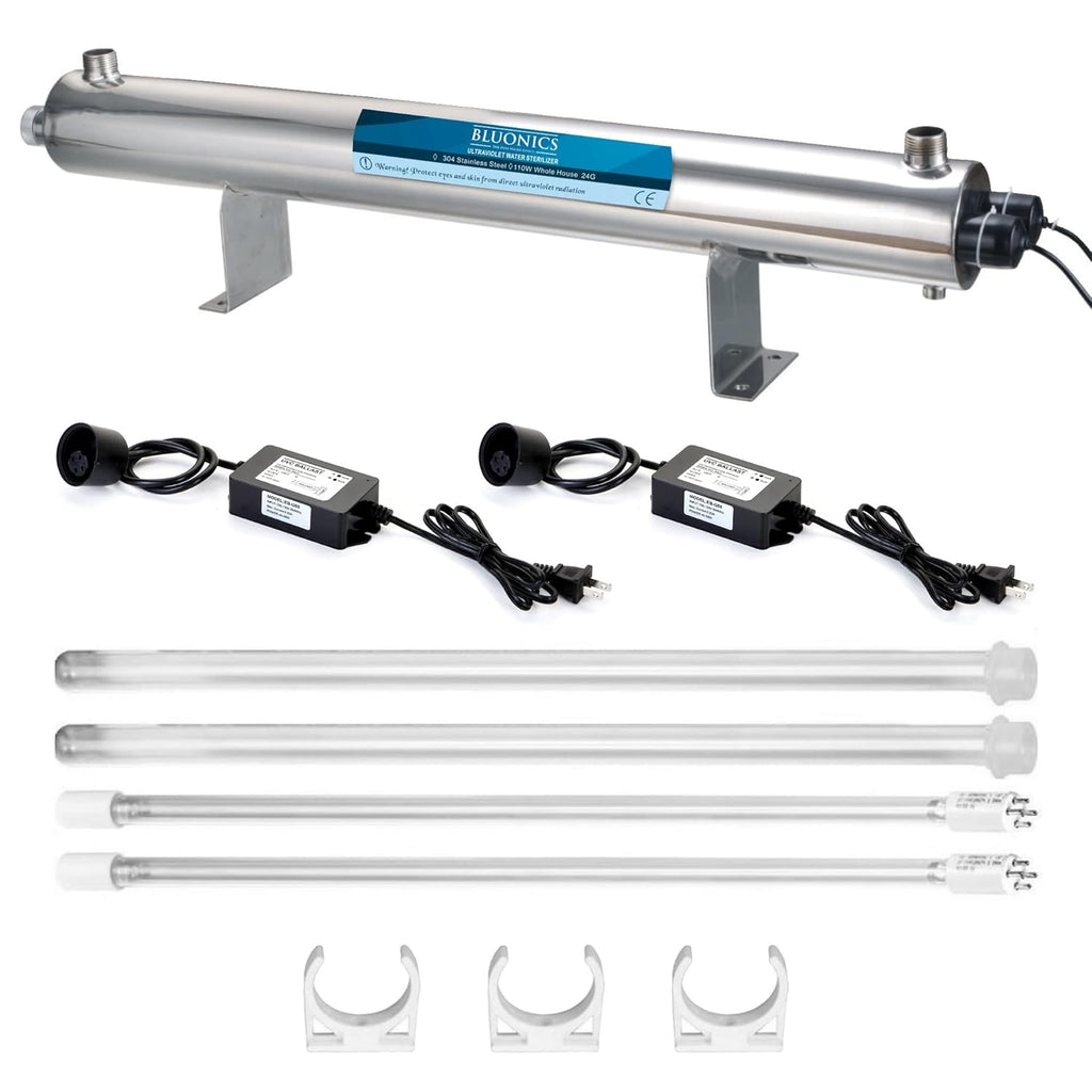 Complete Well Water Solution with UV Sediment Carbon Filter Purifier System 24GPM Triple Housing 40 Mic Pre Filter M7248