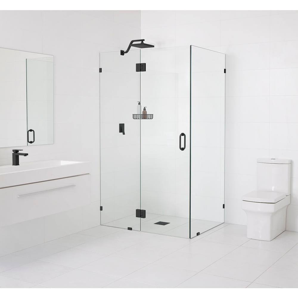 Matte Black Hinged Frameless Shower Door Z9042