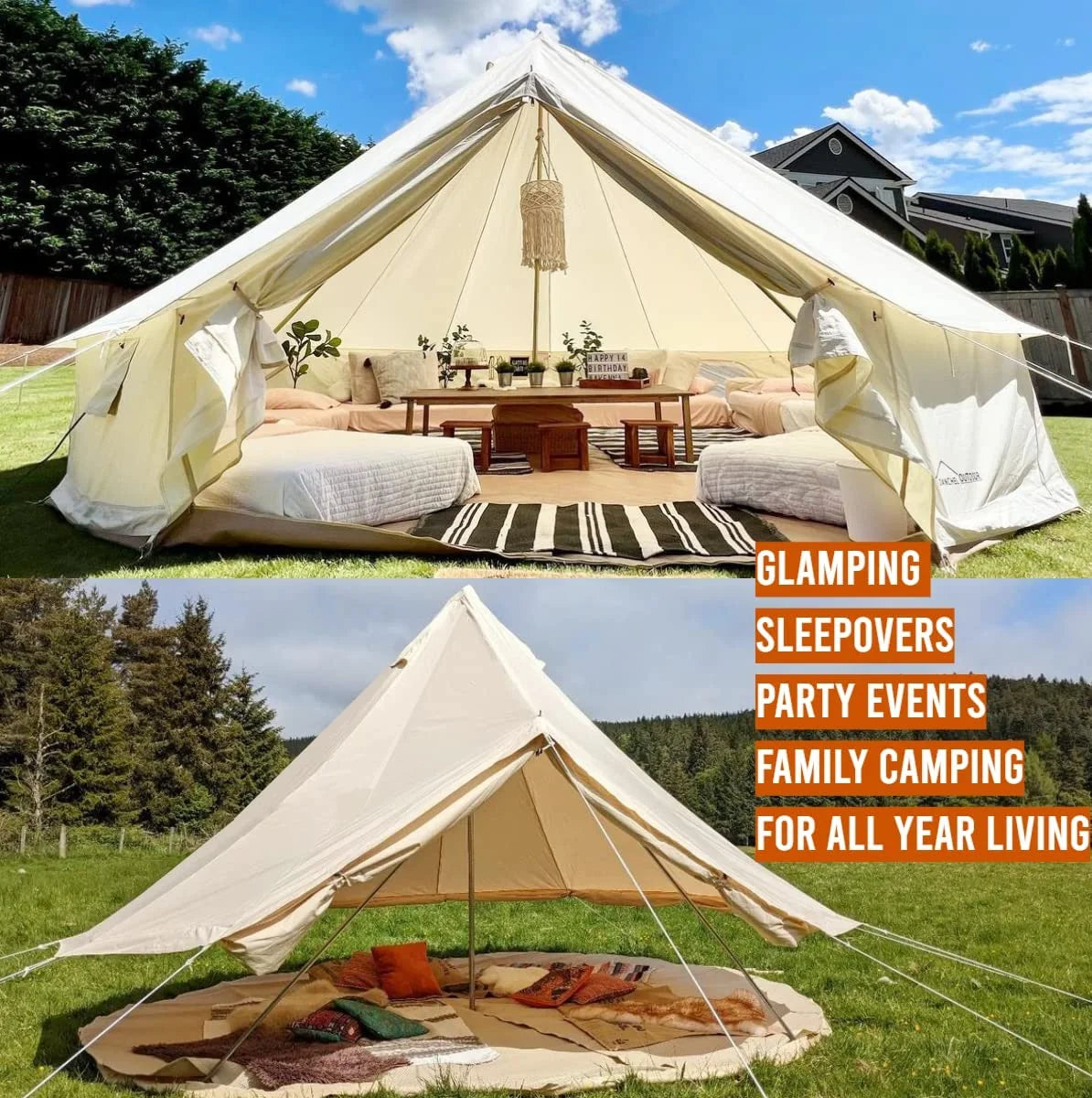 9.8ft Waterproof Cotton Canvas Bell Tent B245
