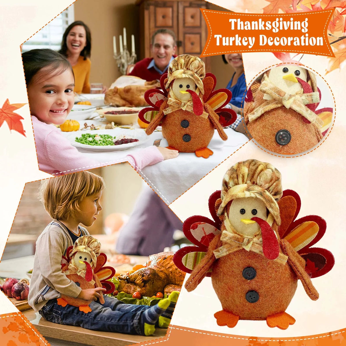 Maple Turkey Sunflower Thanksgiving Decoration Y3698