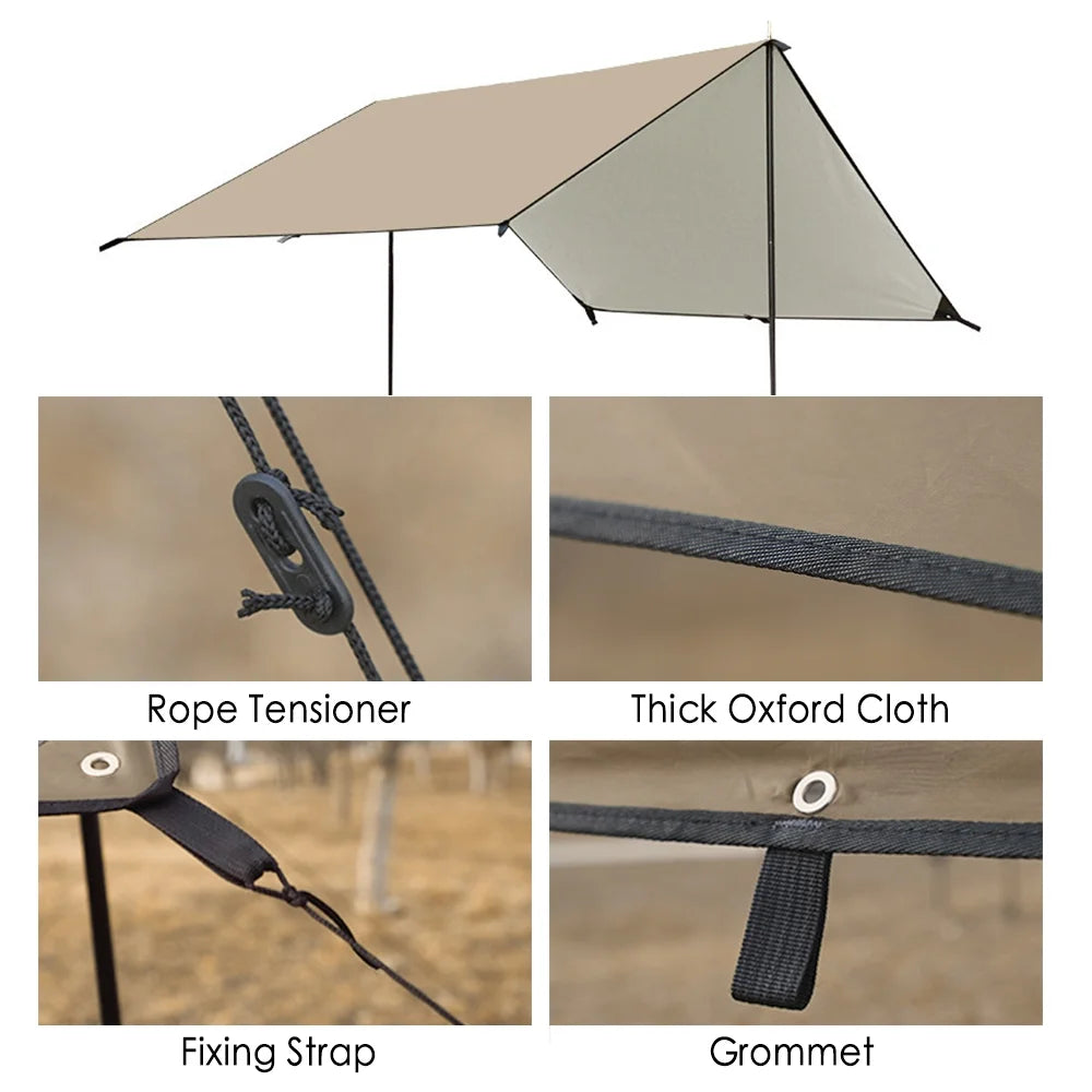 Waterproof Camping Tarp with Poles Q86906
