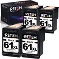 4 Black Remanufactured Ink Cartridges for HP 61 61XL O2644