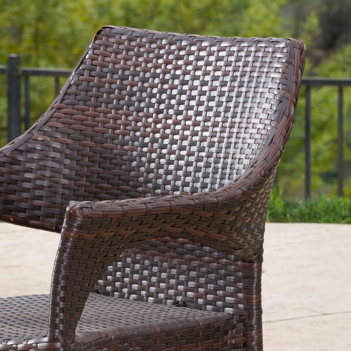 Outdoor 7-Piece Acacia Wood Wicker Dining Set in Multibrown F599158