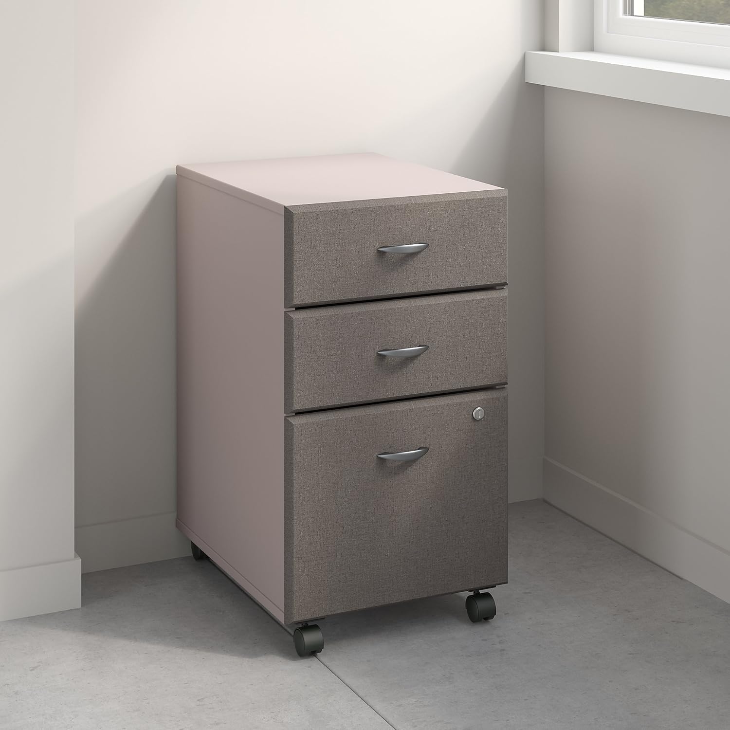3 Drawer Mobile File Cabinet, Pewter W9960