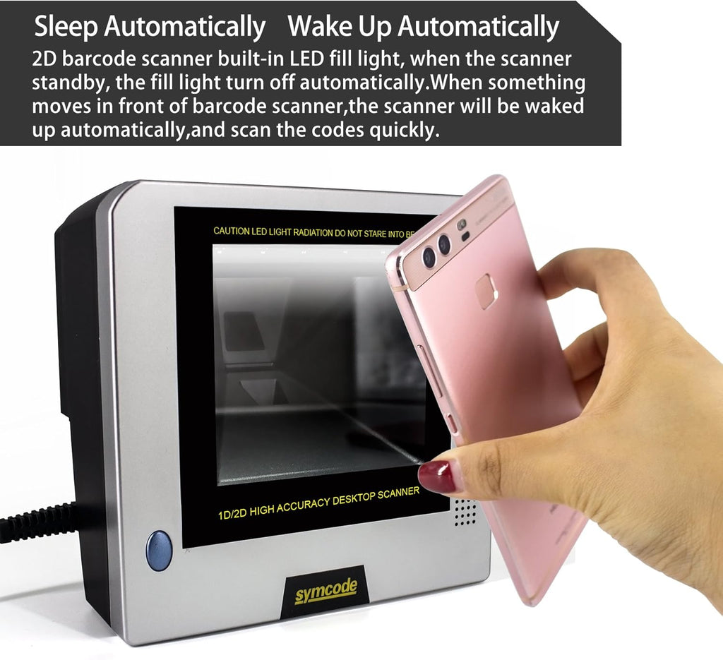 2D QR Barcode Scanner Omnidirectional Hands-Free Automatic Barcode Reader V811580