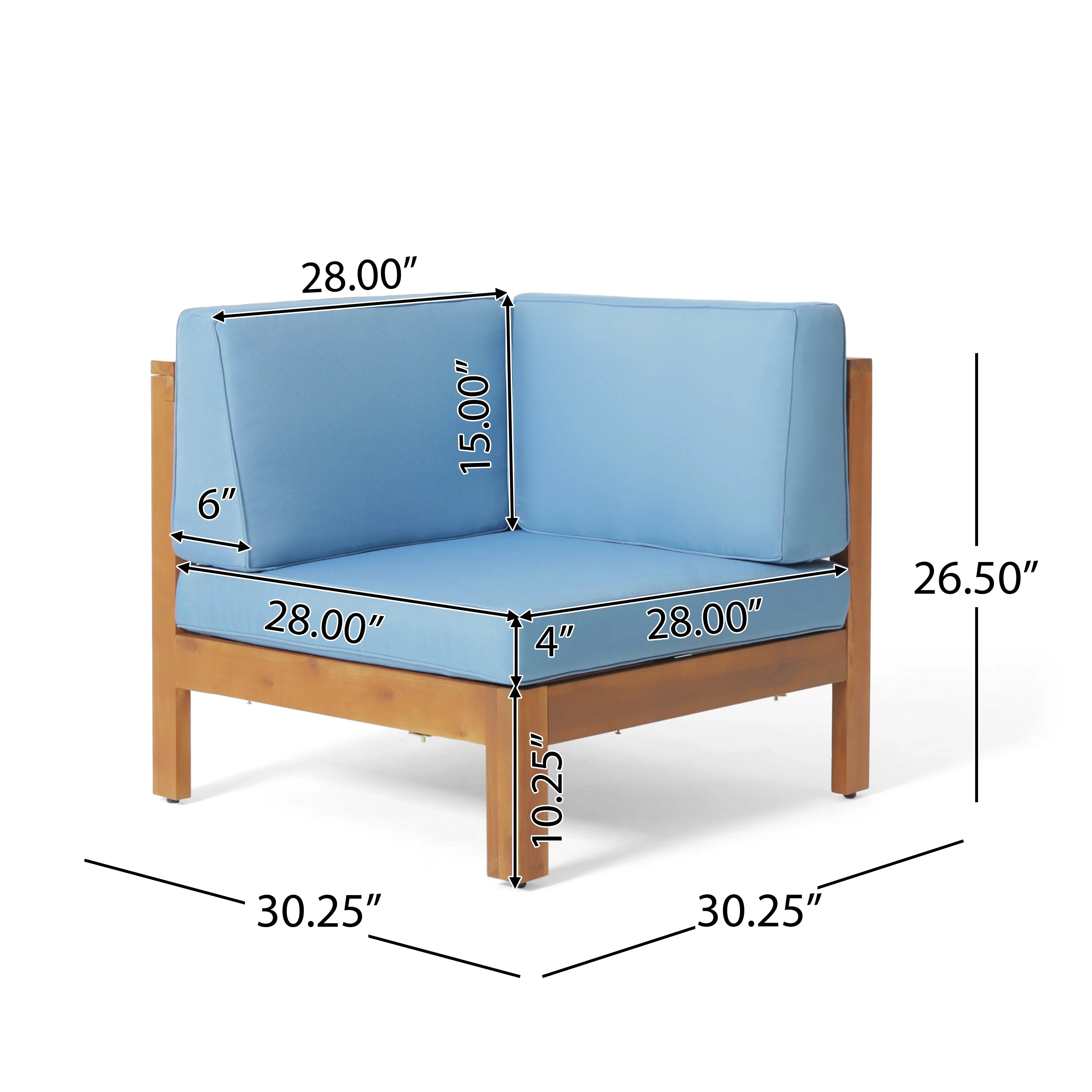 Blue and Brown Outdoor Patio Sectional Sofa with Club Chair Set N3828