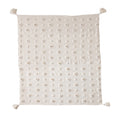 White & Gold Cotton Tufted Throw with Tassels Y160763
